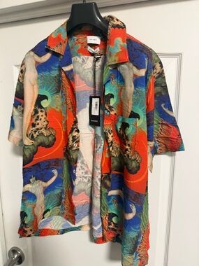 Rhude Multicolor Illustrated Short Sleeve Button-Up Shirt